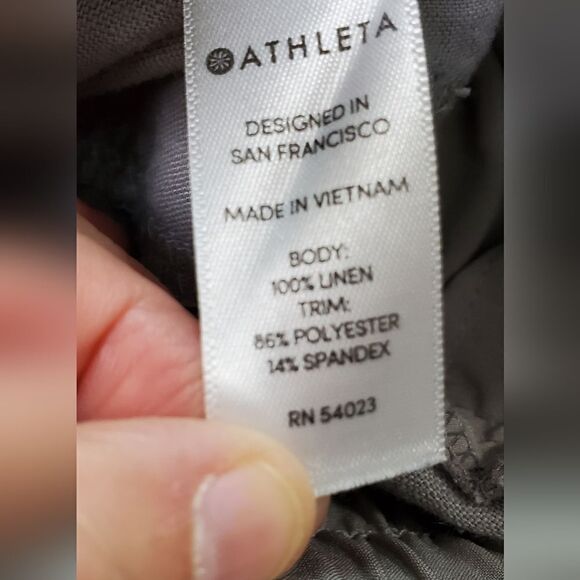 Athleta Gray 100% Linen Cuffed Ankle Pants - Picture 6 of 7